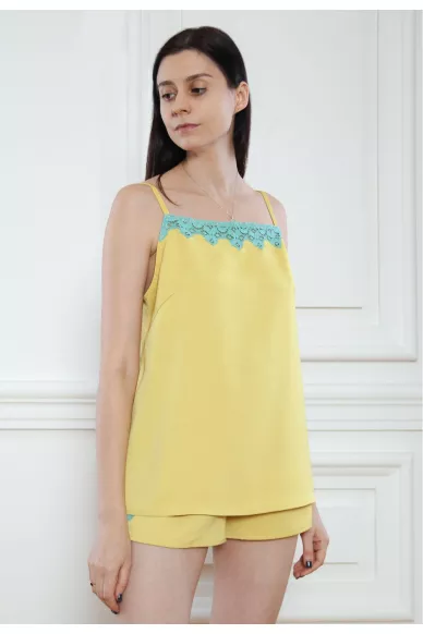 Атласный топ с кружевом Tiffani - фото