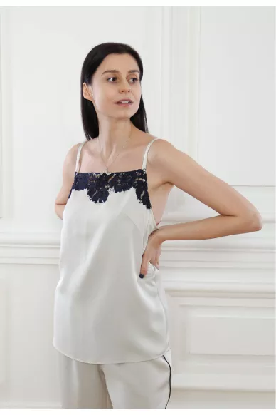 Атласный топ с кружевом Tiffani - фото