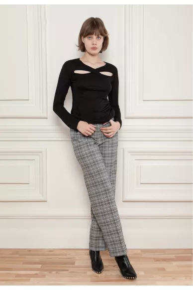 Прямые брюки в клетку из костюмной шерсти Ферри - фото