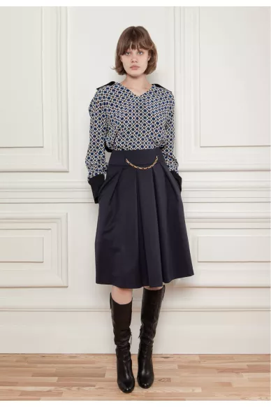 Вовняна спідниця міді зі складами Френкі - фото