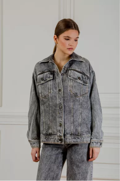 Удлиненная джинсовая куртка с потертостями Ноа - фото