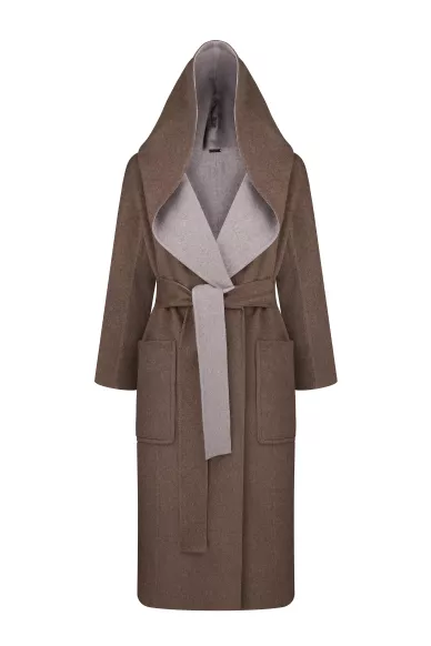 Hooded cashmere double-side coat Dakota - фото