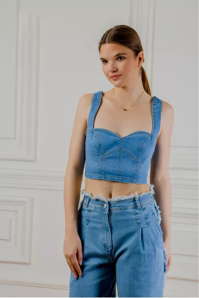 Джинсовый корсет Дафна - фото
