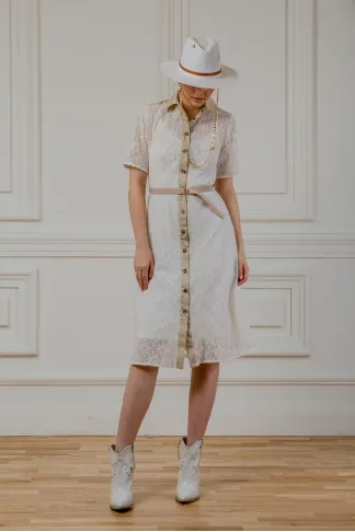 White Matty lace midi dress