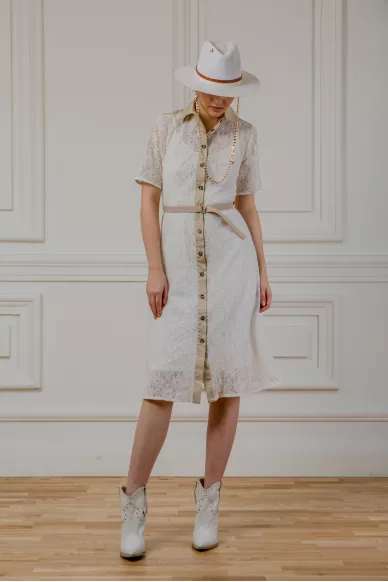 Белое платье меди из кружева Мэтти - фото