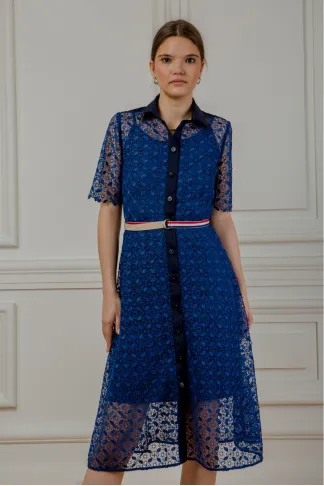 Blue Matty lace midi dress