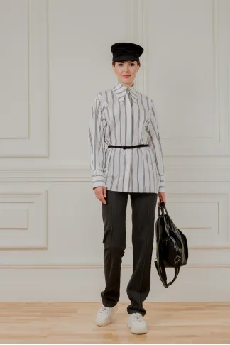 Charlotte blouse with pearl embroidered sleeves