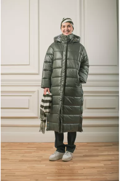 Long down jacket with hood Tori - фото