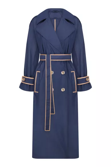 Navy basic trench coat with Taur edging - photo