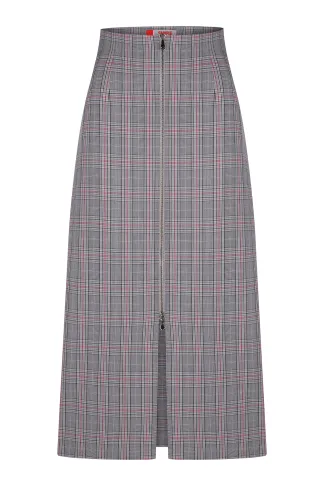 Prada checkered business skirt with zipper