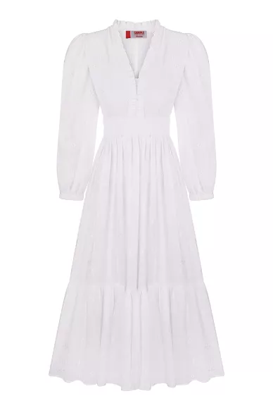 Романтична біла сукня з бавовни Карлайл - фото