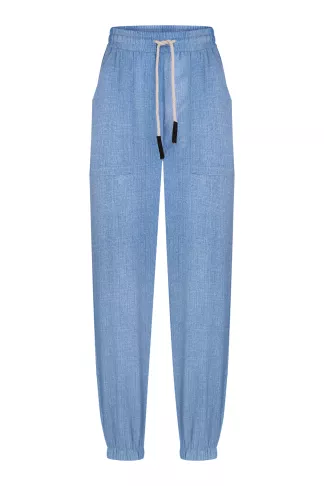 Blue viscose joggers in a casual style by Octavia
