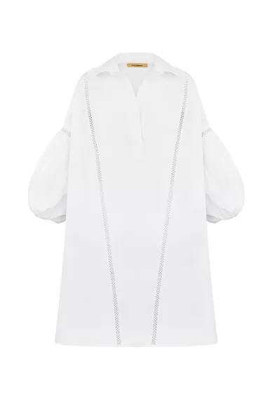 Білосніжна бавовняна сукня в стилі кежуал Агнес - фото