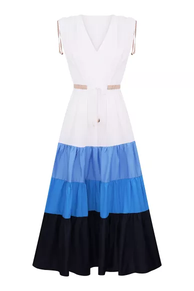 Бавовняна біло-синя сукня в гавайському стилі Кея - фото