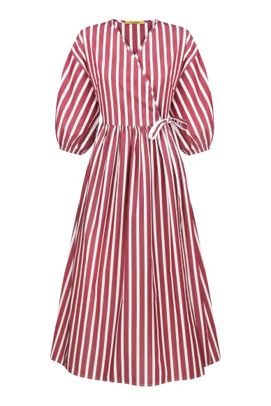 Бордово-молочна бавовняна сукня в романтичному стилі Моава - фото