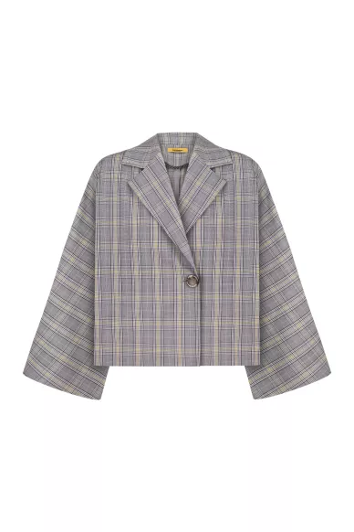 Укорочений діловий жакет в клітинку Таур - фото