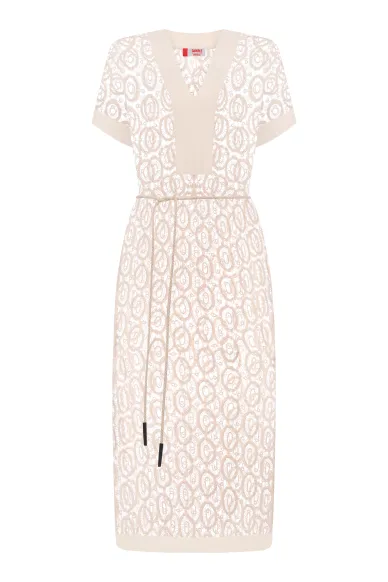 Плетена пляжна сукня молочного кольору Раміна - фото