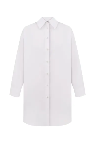 Бавовняна біла оверсайз сорочка Гремми - фото