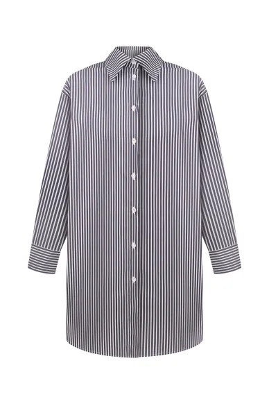 Чорно-біла довга сорочка з бавовни Гремми - фото