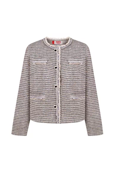 Короткий сіро-блакитний жакет в діловому стилі Хакуба - фото