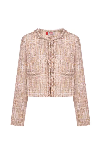 Укорочений класичний жакет пудрового кольору Боні - фото