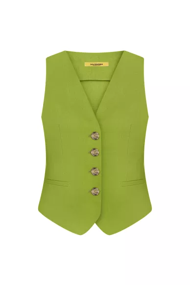 Льняная зеленая жилетка Ферри - фото