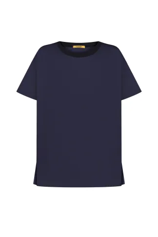 Бавовняна темно-синя футболка з круглим вирізом Тайлер