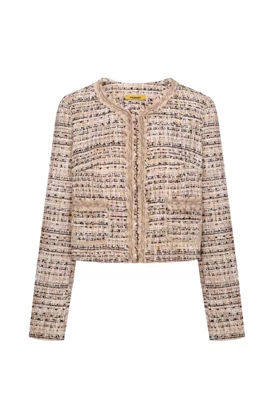 Укорочений пудрово-сірий жакет в романтичному стилі Боні - фото