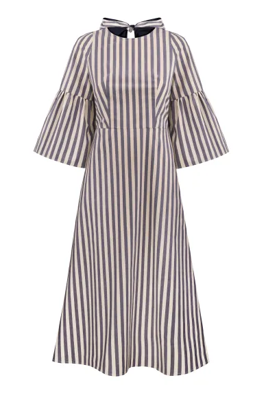 Бавовняна романтична сукня в смужку Карина - фото