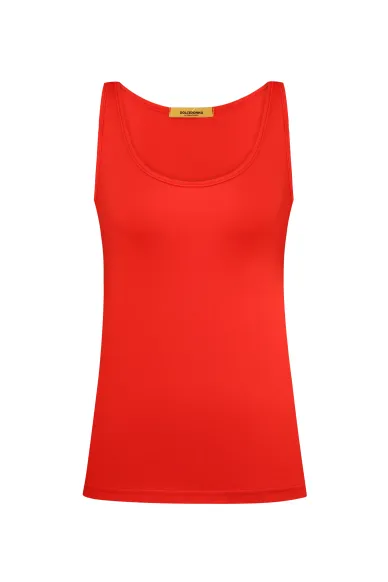 Coral cotton tank top by Hakuba - photo
