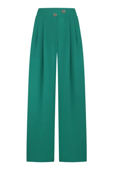 Hakuba palazzo green business pants - photo