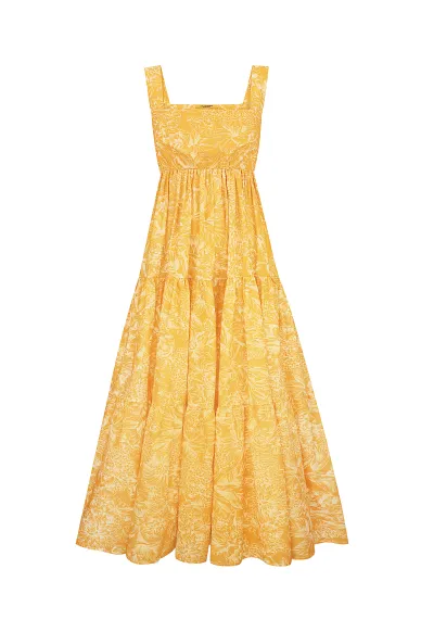 Жовтий бавовняний сарафан Меркюрі в гавайському стилі - фото
