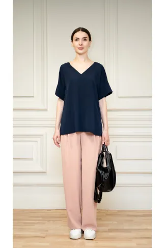 Oversize blouse of dark blue color Bony