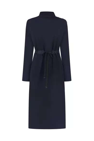 Ділова темно-синя сукня з воротом на кнопках Гаурда - фото