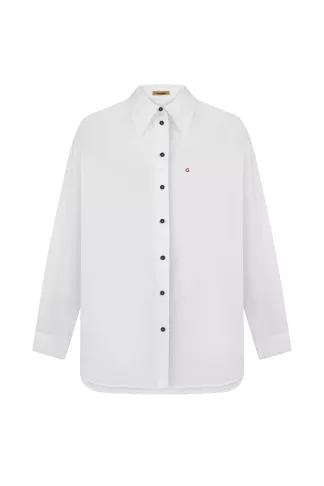 Класична біла сорочка з логотипною вишивкою Філлар