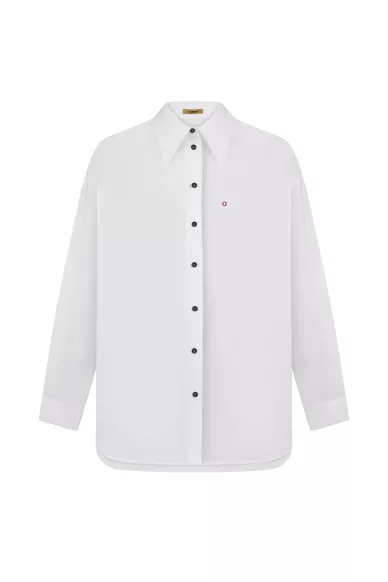 Класична біла сорочка з логотипною вишивкою Філлар - фото