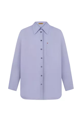 Голубая классическая рубашка с вышивкой Филлар