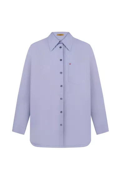 Блакитна класична сорочка з вишивкою Філлар - фото