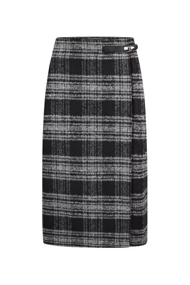 Treva business style gray and black plaid skirt - photo
