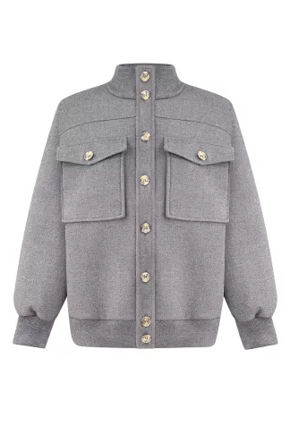 Серая кофта с накладными карманами в стиле спортшик Фоджа