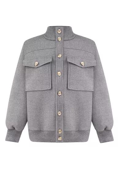 Серая кофта с накладными карманами в стиле спортшик Фоджа - фото