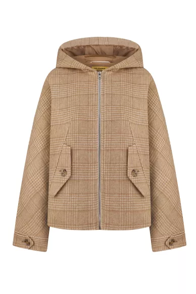 Бежево-молочне укорочене пальто з капюшоном Сієна - фото