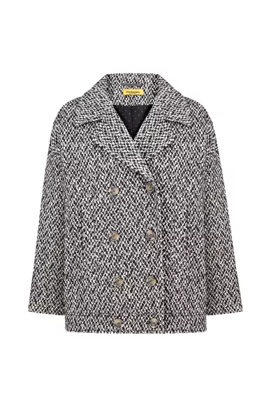 Сіро-чорне укорочене пальто оверсайз Ілія - фото