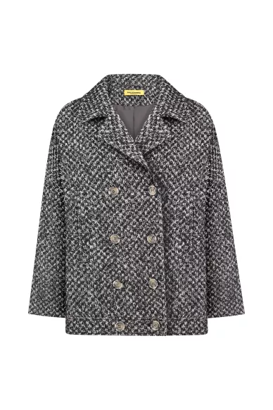 Чорно-біле укорочене пальто оверсайз Ілія - фото