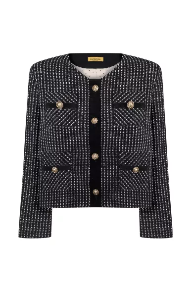 Black and white cropped jacket in romantic Chuck style - photo