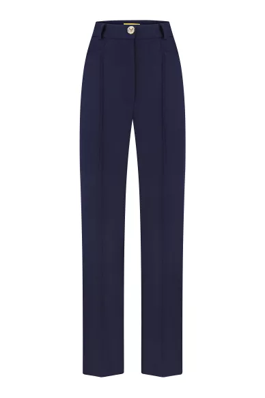 Темно-синие шерстяные брюки Треви - фото