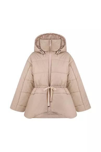 Серо-бежевая куртка с асимметричным покроем. - фото