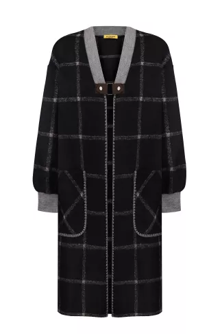 Довгий чорно-сірий кардиган з вовни Аверу