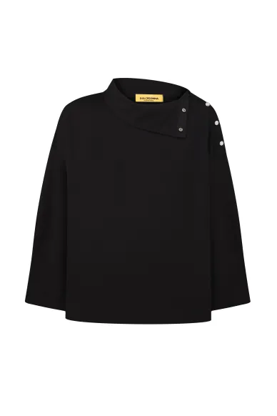 Віскозна кофта з воротом в чорному кольорі Гаурда - фото