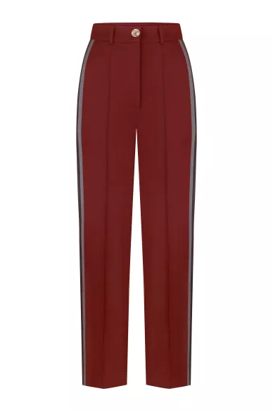 Шерстяные бордовые брюки с лампасами Локвуд - фото